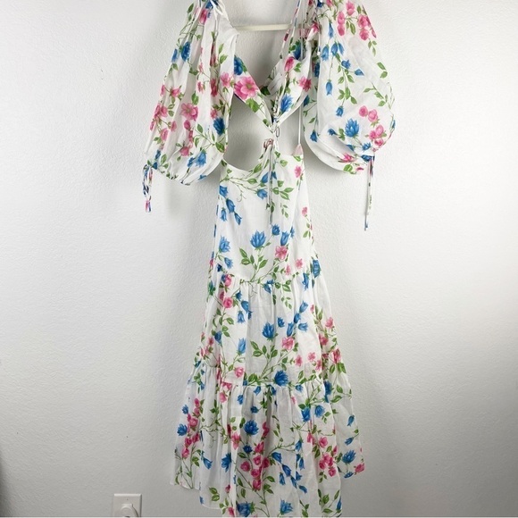 Alice McCall Rolling Meadows Floral Midi Dress Cut Out Cotton White Summer Party - Picture 3 of 14